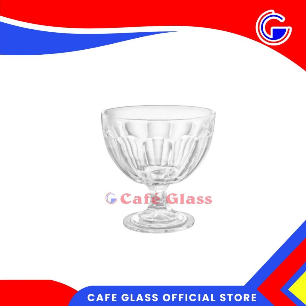 Gelas Kaca Ice Cream Kaki Satu Bijian / Gelas Kedaung Gelas D-125 N