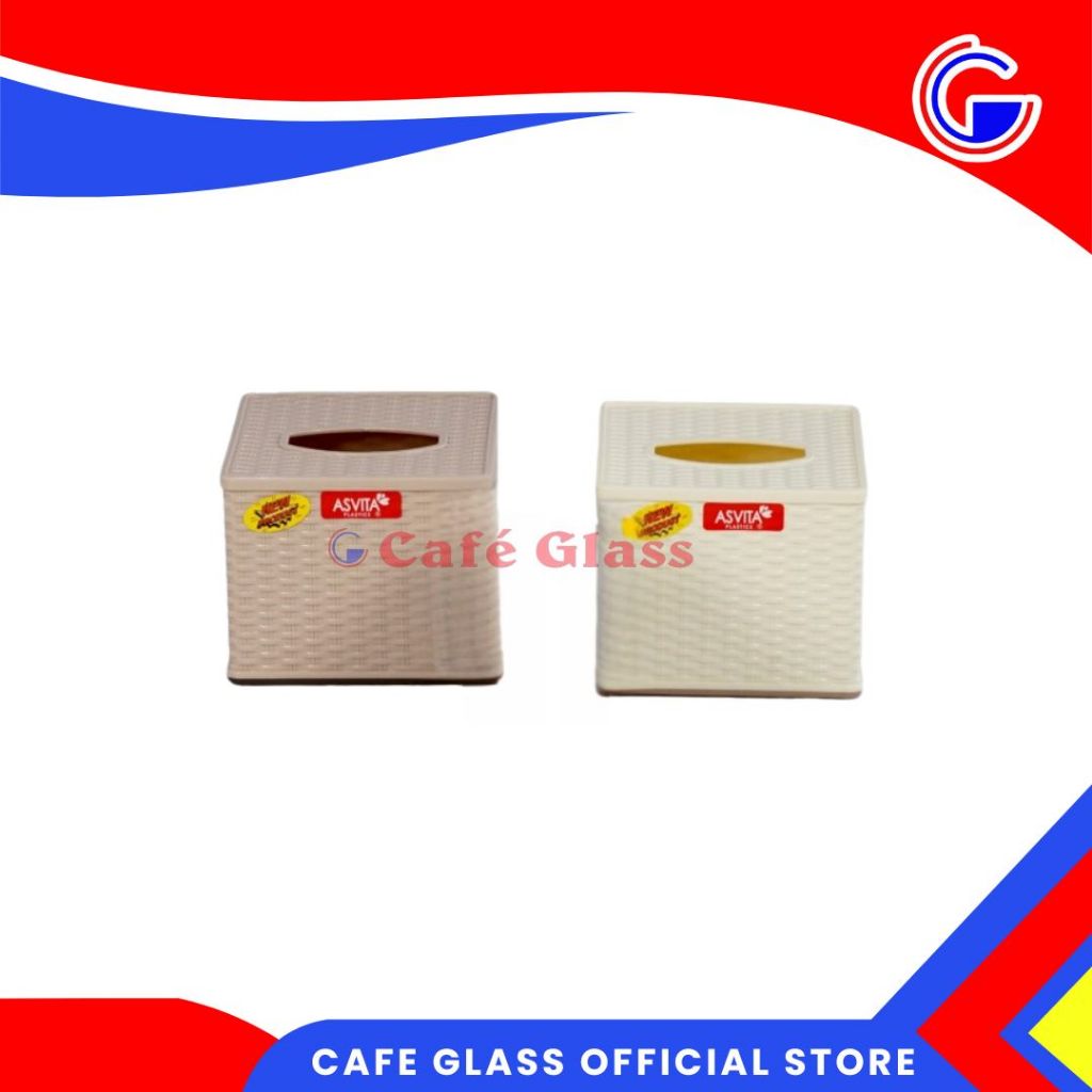 Tempat Tisu Persegi Kotak Plastik / Tempat Tissue Kotak Rotan Tbk-087 Asvita