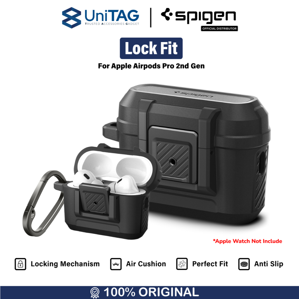 Case Airpods Pro Spigen Lock Fit Shockproof Hard Drop Cover Casing