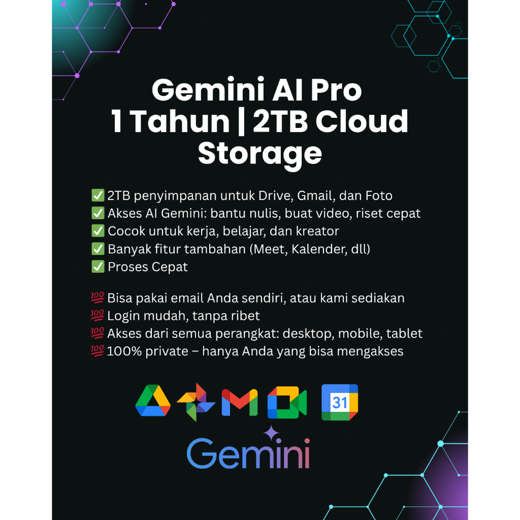 Jual Paket Gemini AI Pro – 1 Tahun | 2TB Cloud Storage | Bukan Trial ...