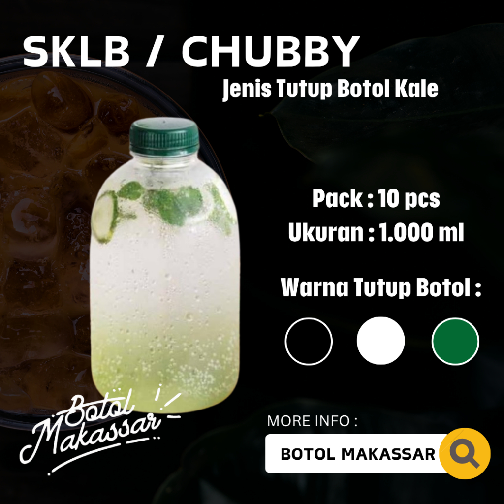 Jual Botol Seliter (1 Liter) Model SKLB / Kale Chubby (isi : 10 pcs ...