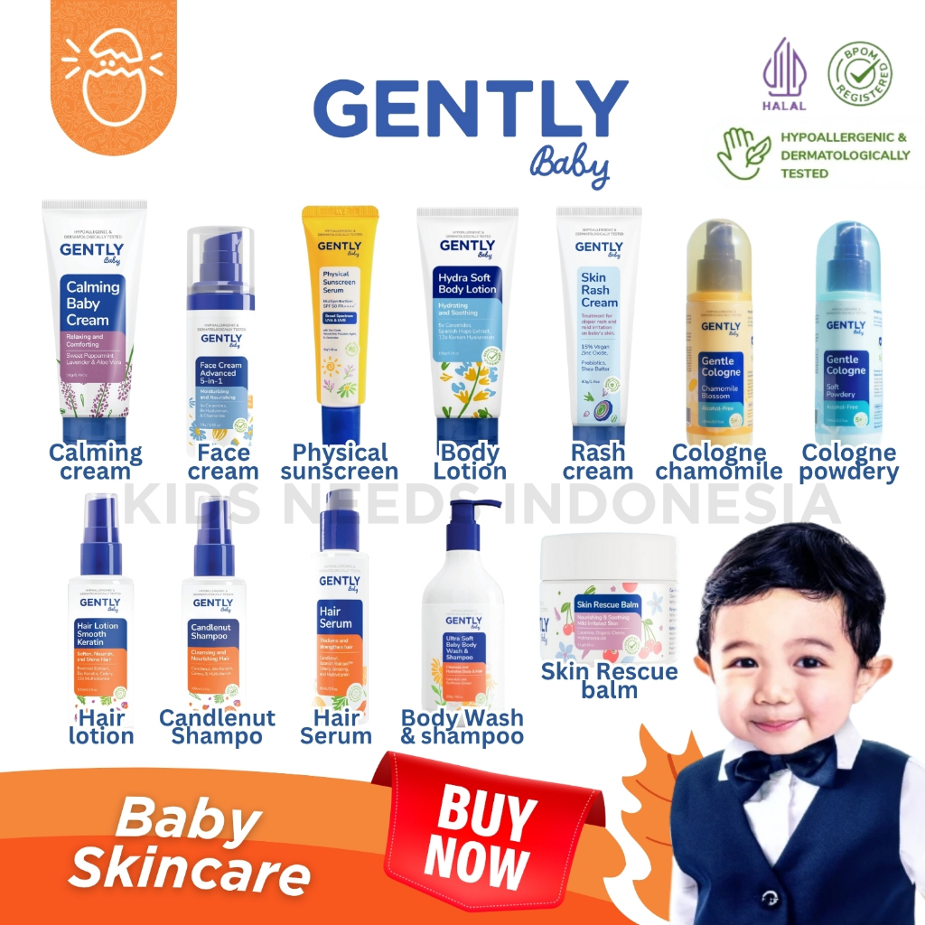 Jual Gently Skincare Bayi Pelembab Kulit dan Rambut Face Cream / Hair ...