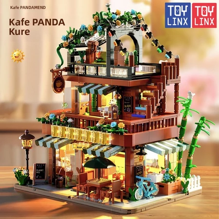 Mainan Batu Bangun Pemandangan Jalan, Puzzle DIY, Batu Bangun Kafe, Mainan Anak-anak