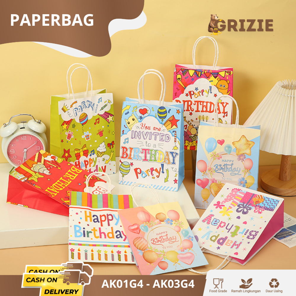 Jual Paper Bag Birthday / Paper Bag Kertas Hadiah Souvenir Ulang Tahun ...