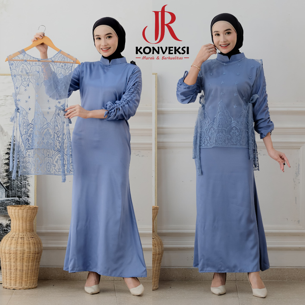 dress satin kombinasi brokat Jual Viola Dress Kondangan Satin Kombinasi Brokat Tile Bisa Dilepas Pasang  - Dress Pesta Two In One - Outer Vest Brokat Tile - Gaun Pesta Bridesmaid  Seragaman - Model Duyung