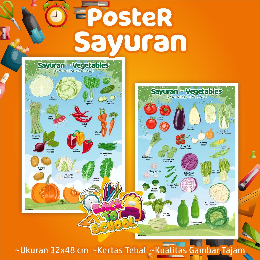 Jual Poster SAYURAN - Poster edukasi sayur-sayuran | Shopee Indonesia