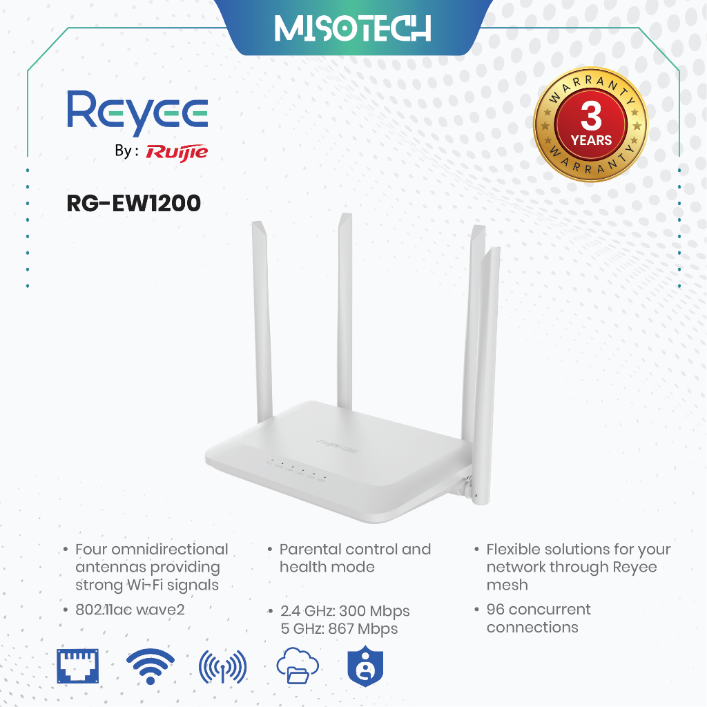 Jual Ruijie Reyee RG-EW1200 Wireless Router WiFi 5 1200M Dual Band ...