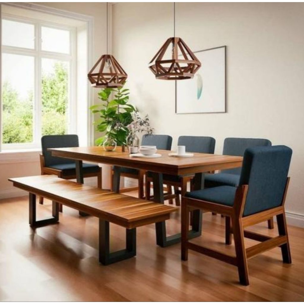 Jual BM1 Dining Set Meja Makan Kursi Makan Minimalis Jati - K4+ Bench ...