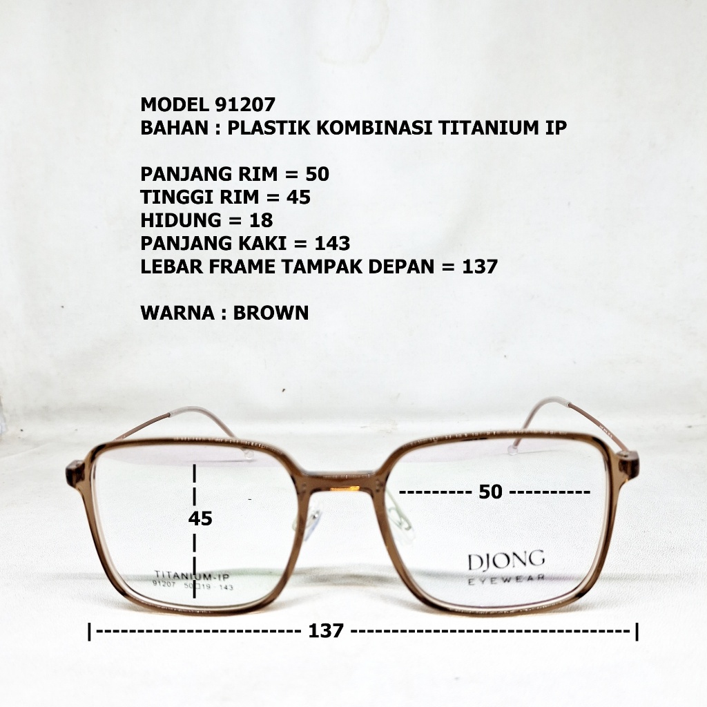Jual FRAME KACAMATA 91207 TITANIUM IP PLASTIK TRANSPARAN PETAK PRIA ...