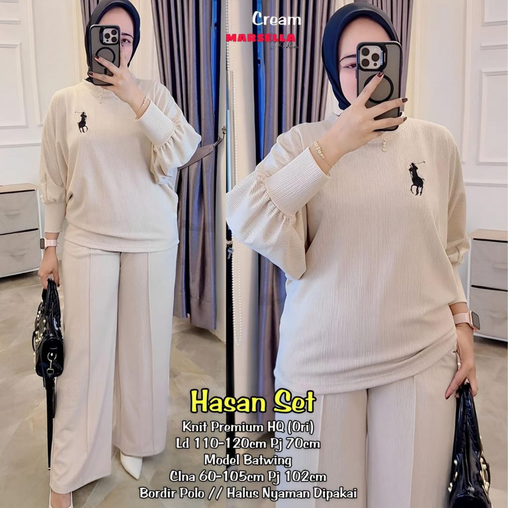 Jual HASAN SET Bahan Knit Premium HQ (Ori) Nyaman Dipakai Sporty Warna ...