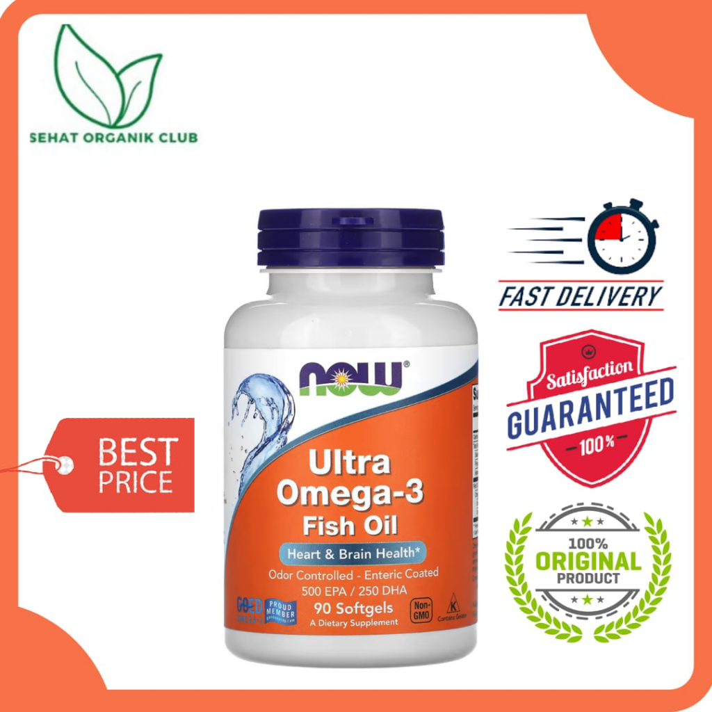 Jual Now Foods Food Ultra Omega-3 fish oil 500 EPA / 250 DHA 90 Softgel ...