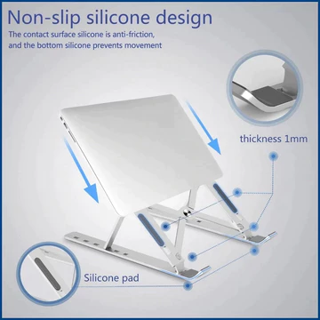 Laptop Stand Holder Portable Lipat Full Alumunium 6 Ketinggian Dudukan Pendingin Laptop Ringan