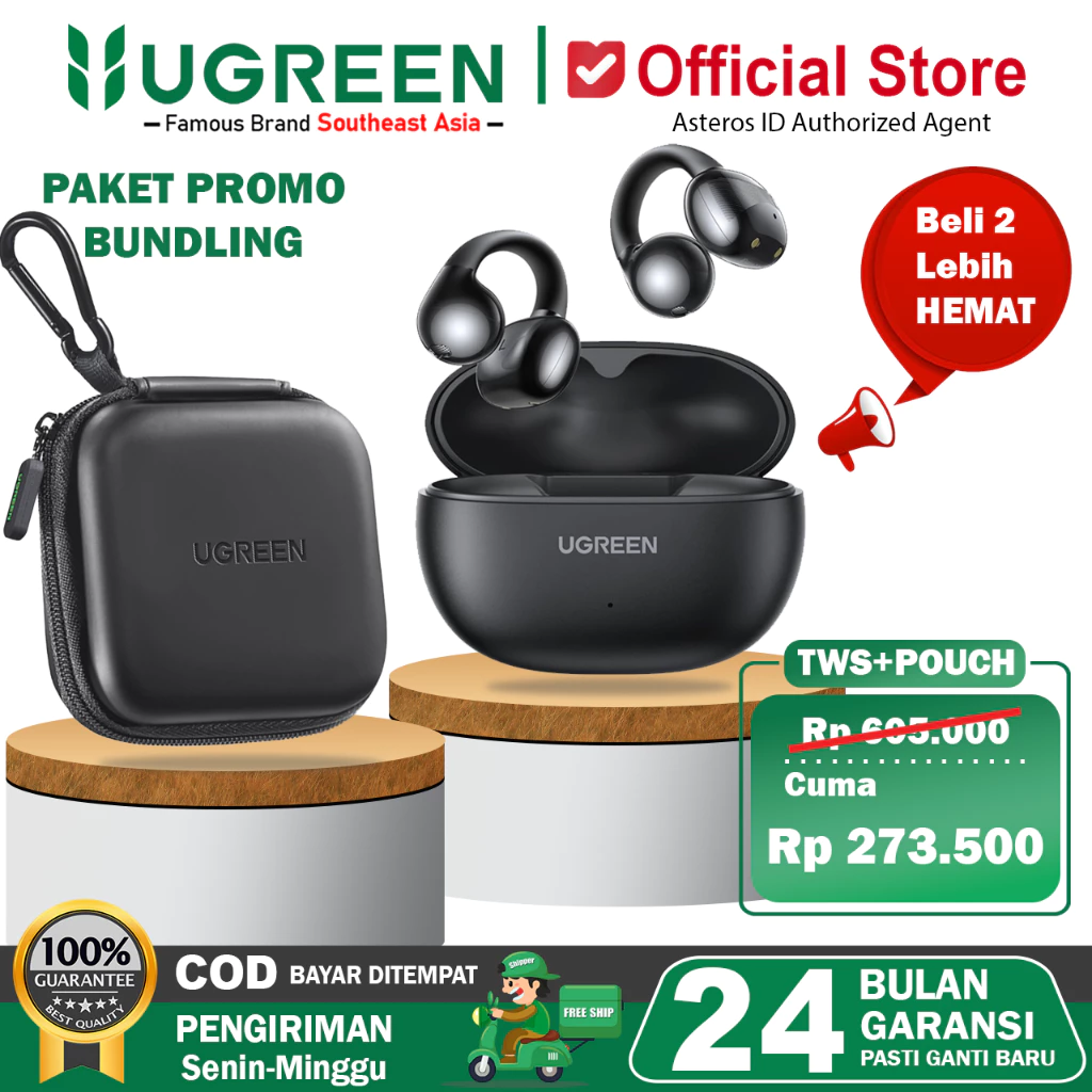UGREEN Special Bundling TWS Wireless Bluetooth With Mini Pouch Waterproof