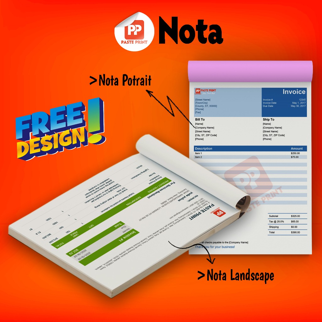 Jual Cetak Nota Kwitansi Bon Custom Satuan Full Warna | Shopee Indonesia