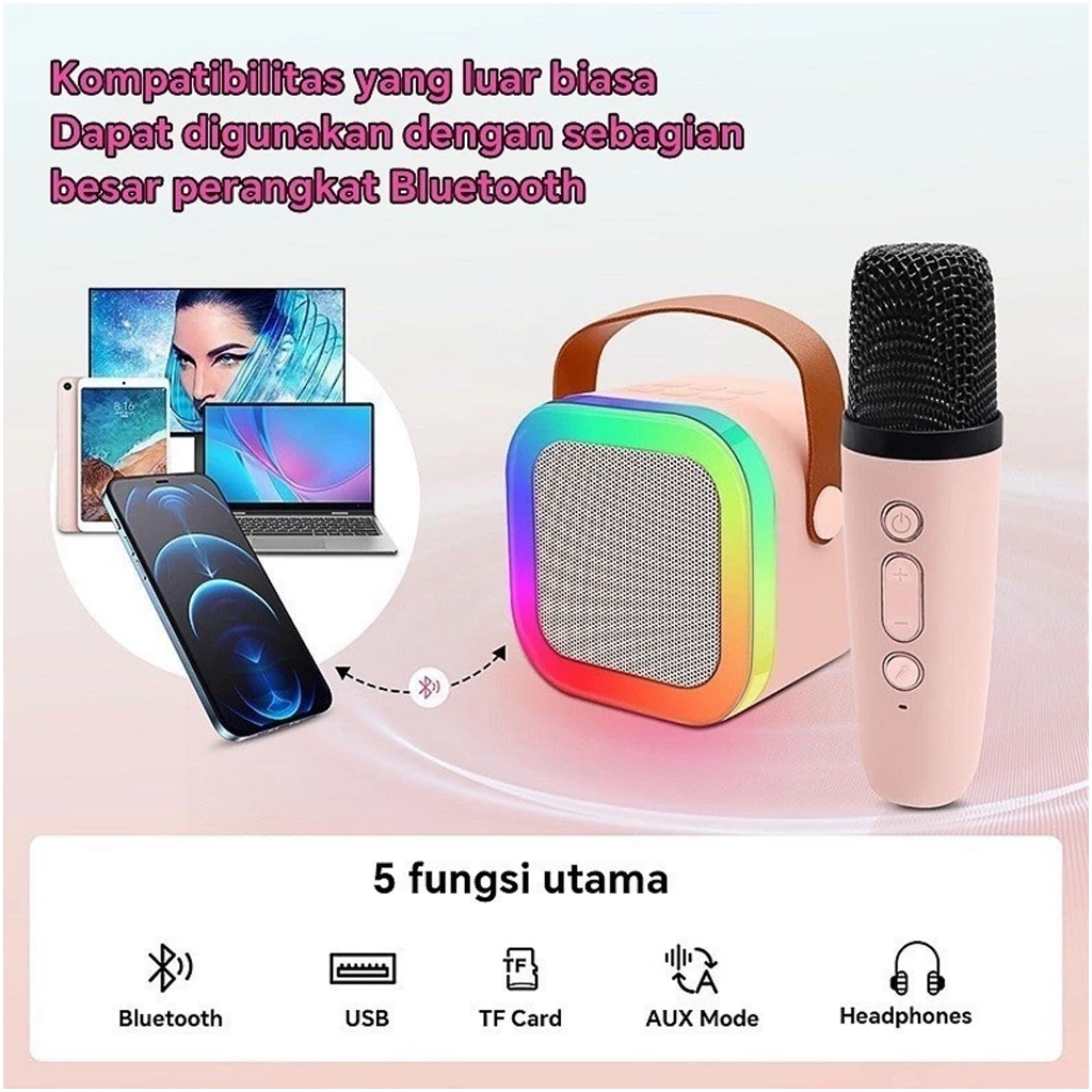 Jual SHADE Mini Speaker Bluetooth 2 Mic 1 Set Karaoke Speaker Bluetooth ...