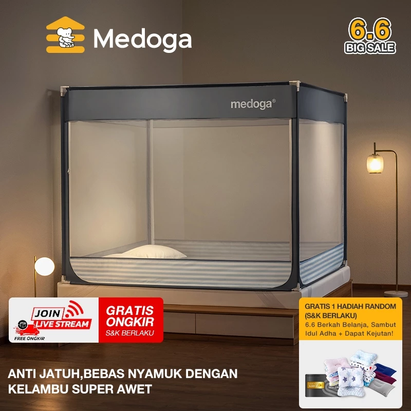 Medoga kelambu anti jatuh anti nyamuk tenda bayi & dewasa jumbo kotak