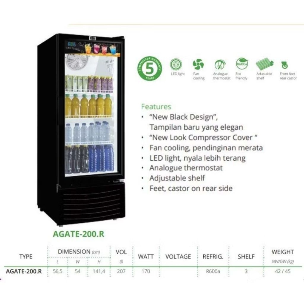 Jual RSA Showcase RSA Showcase Cooler 3 Rak AGATE-200R, Cooler 4 Rak ...