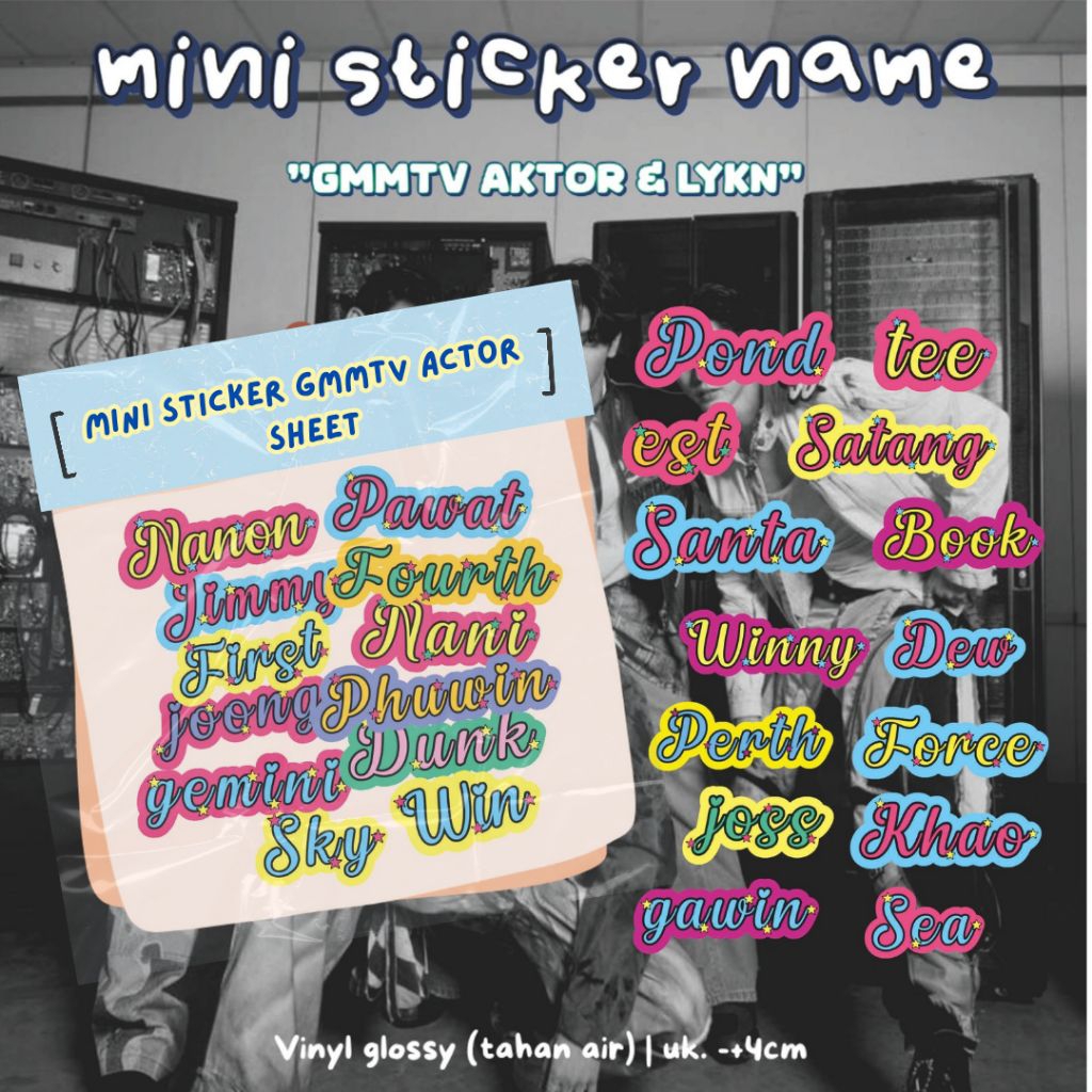Jual MINI STICKER NAME GMMTV AKTOR, LYKN THAILAND | Shopee Indonesia