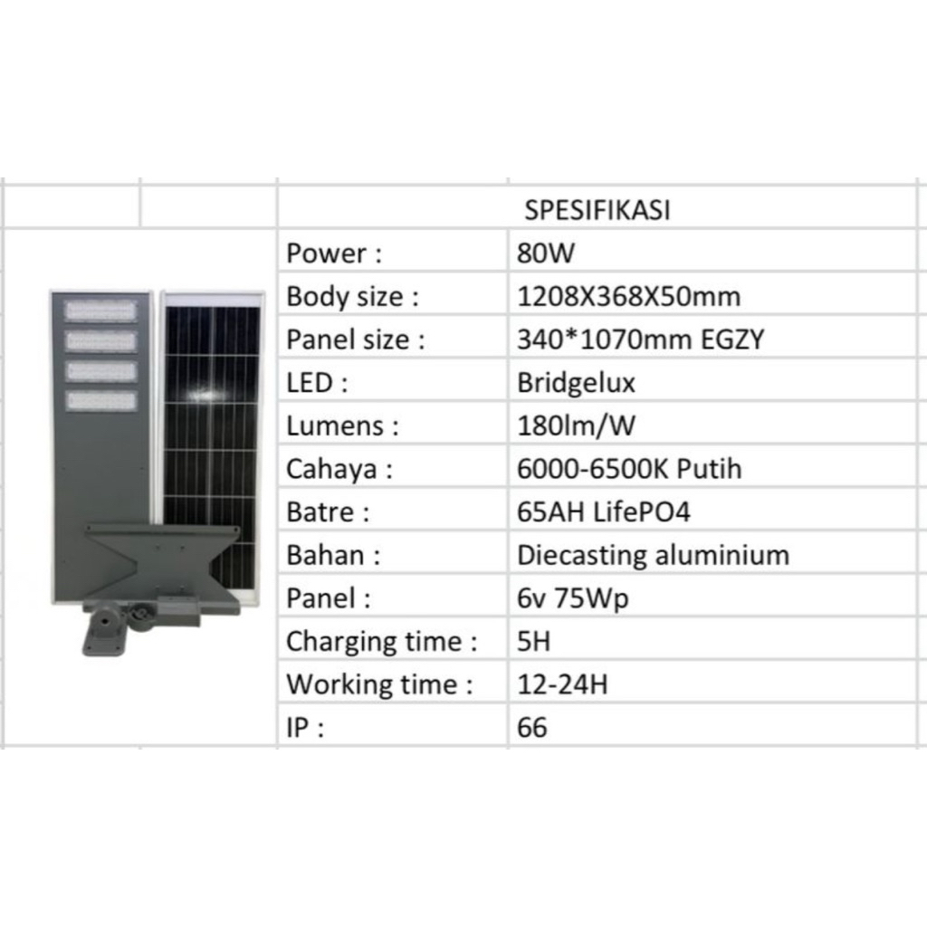 Jual Lampu Jalan Solar Cell 80 Watt PJU Solar Cell 80w Lampu Tenaga ...