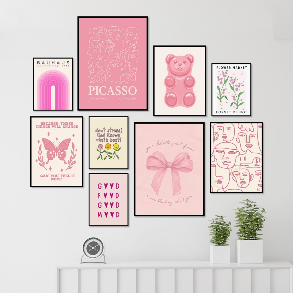 Hiasan Dinding Aesthetic Coquette Pink Pajangan Kamar WallDecor Poster Dekorasi 
