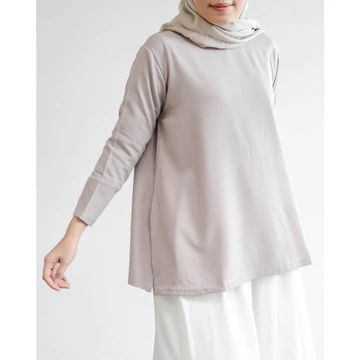 MISTYVORI Tiva Blouse Wanita Lengan Panjang Polos Anti Kusut Baju Atasan Kerja Hijab Casual
