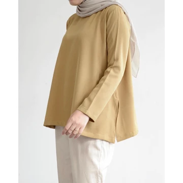 MISTYVORI Tiva Blouse Wanita Lengan Panjang Polos Anti Kusut Baju Atasan Kerja Hijab Casual