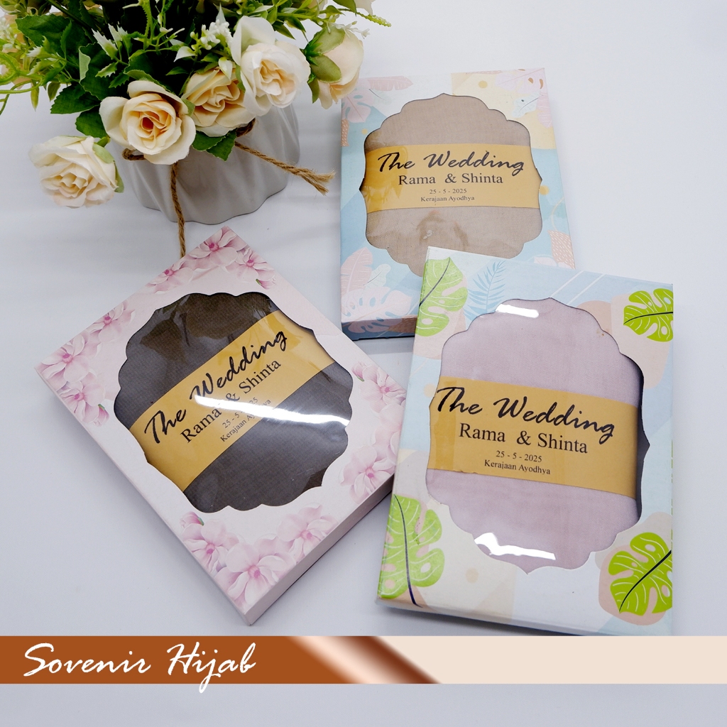 SOUVENIR HIJAB SEGIEMPAT COTTON PARIS , BELLA SQUARE| souvenir pernikahan souvenir umrah , haji