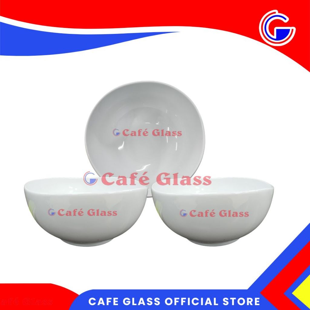 Mangkok Keramik 20 Tebal / Mangkok Oval Lengkung / Mangkok Putih Keramik Blanc