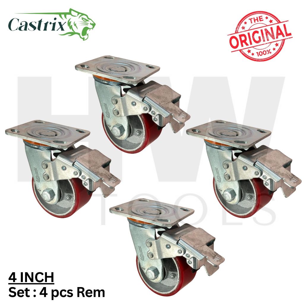 Jual Roda Besi PU Troli Steling Etalase Rak Set 4 pcs Hidup Rem 4