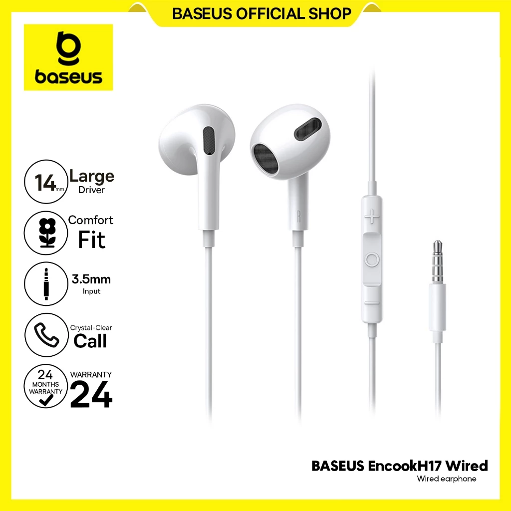 Baseus Headset Kabel H17 Audio Jack 3.5mm Encok Earphone Bass Headset Gaming