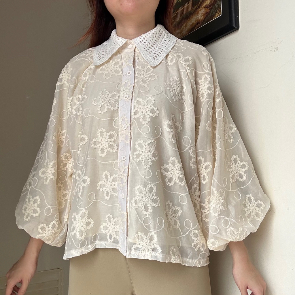 Liliana Top Organdi Bordir Korean Style By Biel foto 2