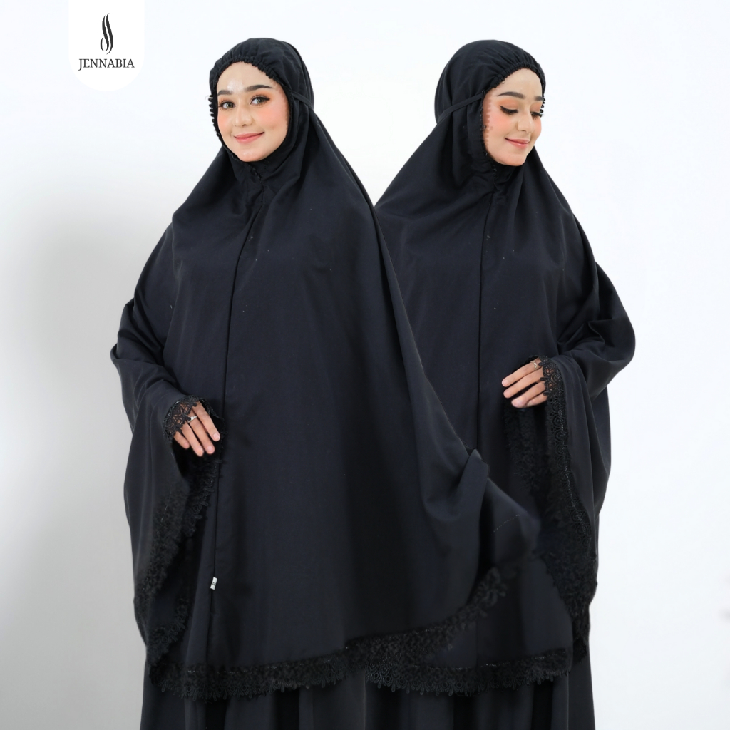 JENNABIA - Mukena Katun Polos Renda Mewah Jasmine Dewasa Jumbo Murah