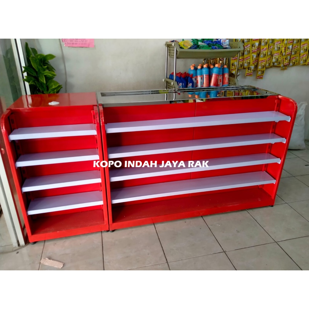 Jual Meja Kasir Lurus & L minimarket | Rak Backwall Rokok / Etalase ...