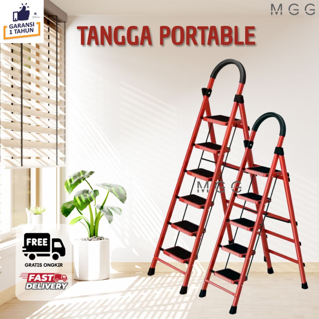 Jual REAIM Tangga Lipat Baja Karbon 300KG 3/4/5/6/7/8 Langkah Tangga