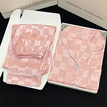 YKL Baju Tidur Wanita Impor Satin Lembut Piyama Setelan Set Cewek Lengan Celana Panjang