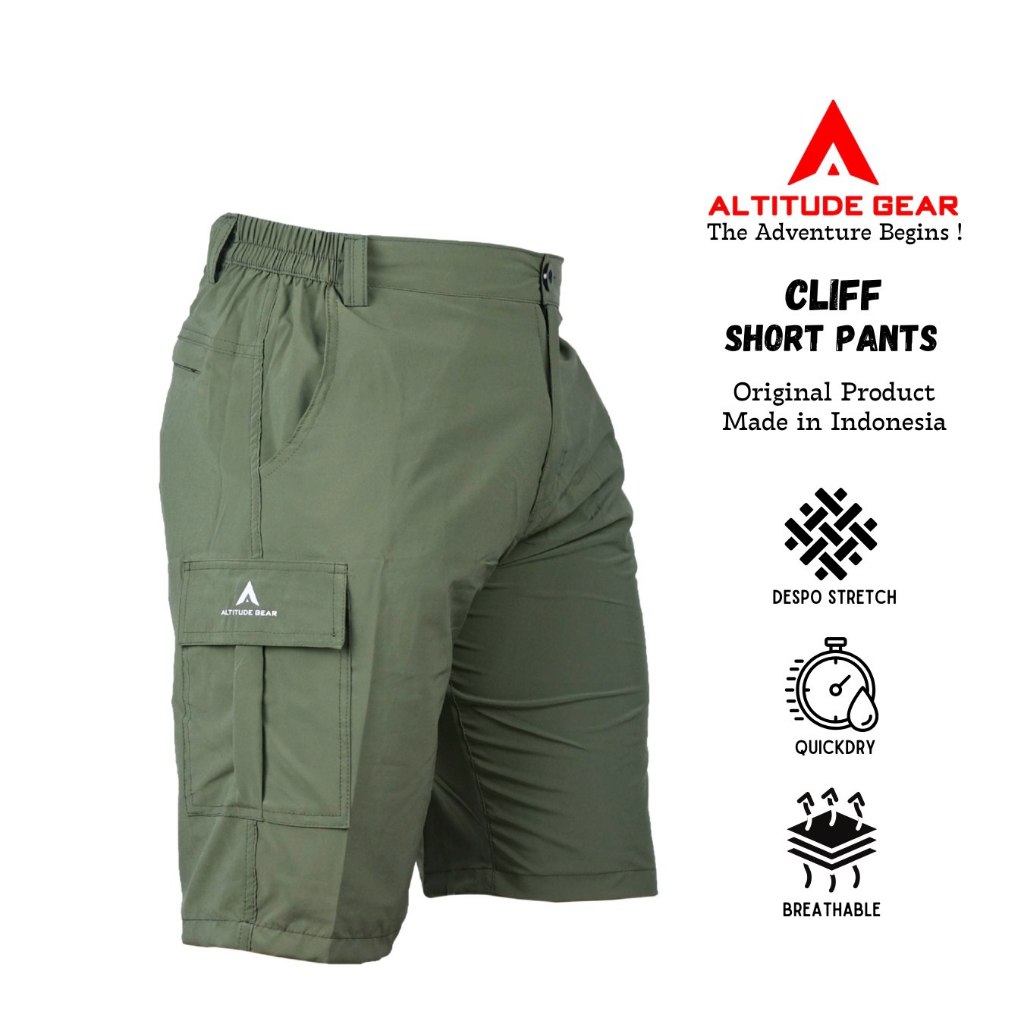 Celana Pendek Pria Cargo Gunung Outdoor Hiking Quickdry Watereplent Altitude Gear Clif