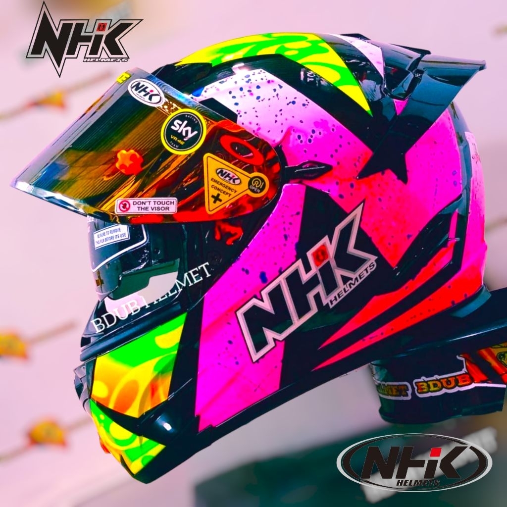 Jual HELM NHK RX9 MOTIF KAREL ABRAHAM PINK GANTENG 100% ORI NHK