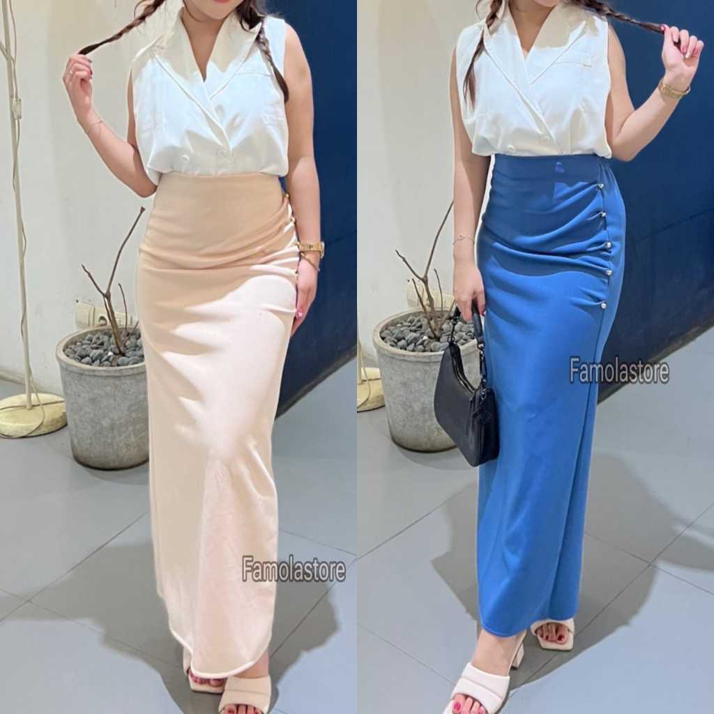 Jual FAMOLA - Jillow Skirt Rok Span Wanita Anti Kusut - Korean Maxi ...
