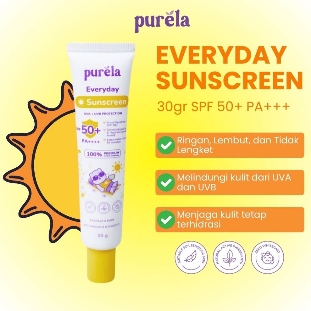 Jual Purela Everyday Sunscreen Spf 50+ PA++++ Melindungi Kulit Anak ...