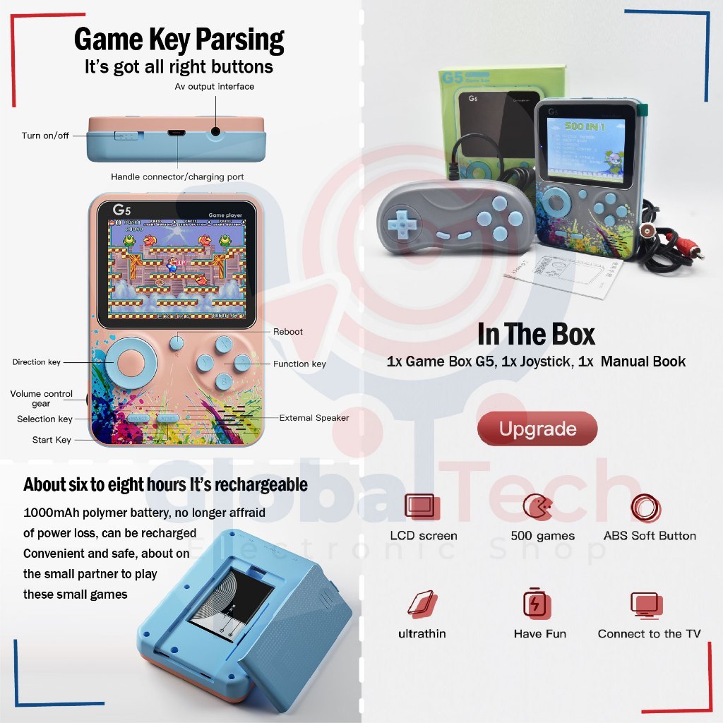 Jual Gameboy G5 + FREE 1STICK Game Bot Retro Console Portable Game 2 ...