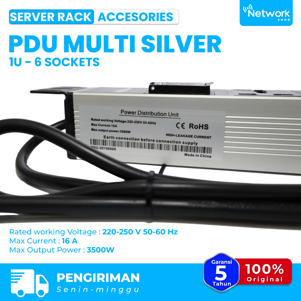 Jual Power Distribution Unit Rack Server 6 Port Multi Socket Silver/1U ...