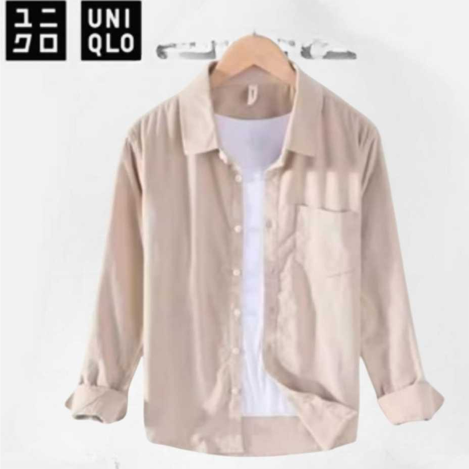 Uniqlo Kemeja Polos Pria Slimfit Atasan Ukuran Jumbo Pakaian Casual - foto 5