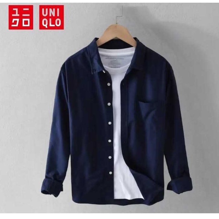 Uniqlo Kemeja Polos Pria Slimfit Atasan Ukuran Jumbo Pakaian Casual - foto 4