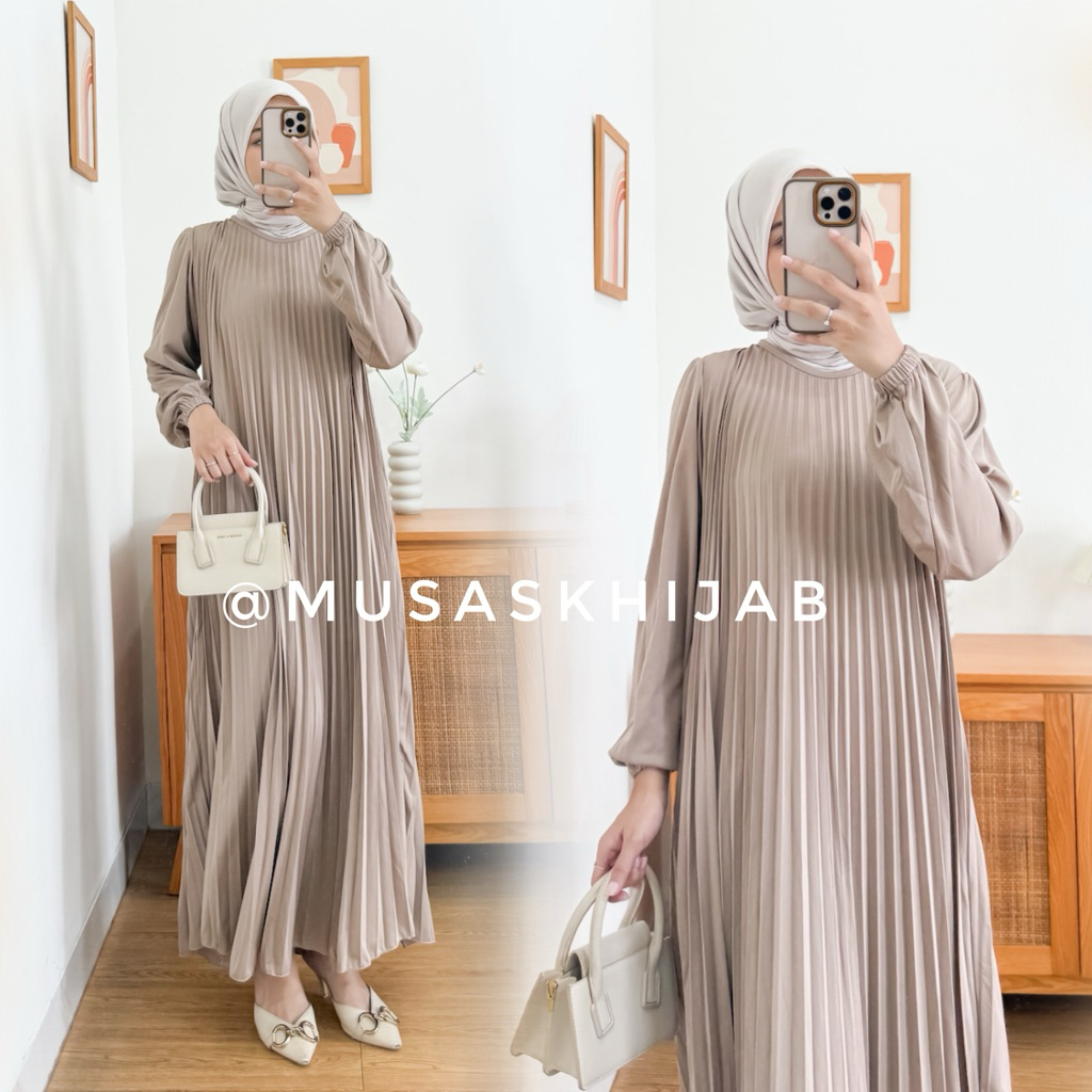 GAMIS PLISKET LENGAN PANJANG / GAMIS PLISKET PAYUNG POLOS / GAMIS DG03