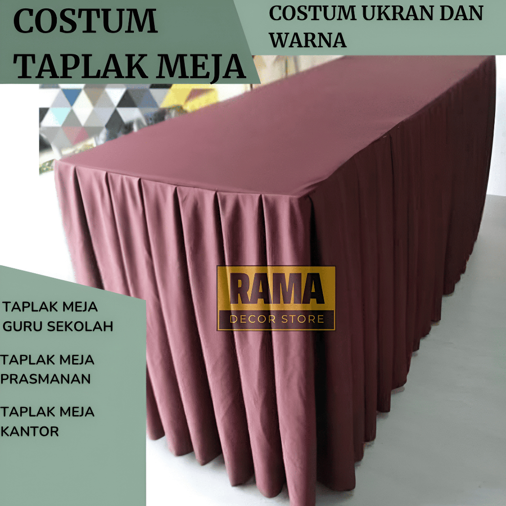 Jual Cover Taplak Meja Rumbai Costum Untuk Prasmanan Dan Guru Sekolah ...