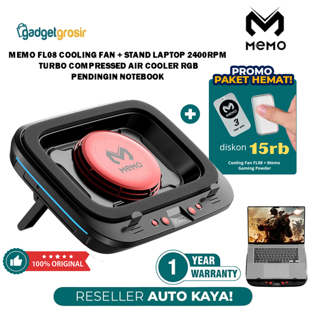 Jual Memo FL08 Cooling Fan Laptop 2400RPM Turbo Compressed Air