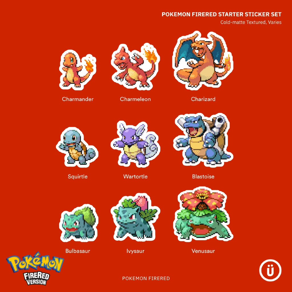 Jual Pokémon FireRed - Starters Sticker Set (Fanmade) | Shopee Indonesia