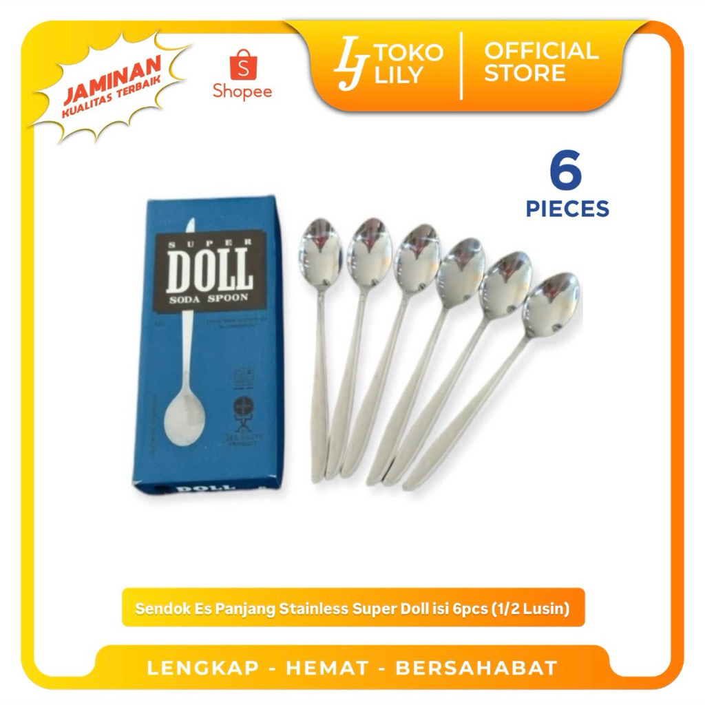 Jual Sendok Es Panjang Stainless Soda Spoon Super Doll isi 6pcs (1/2 ...