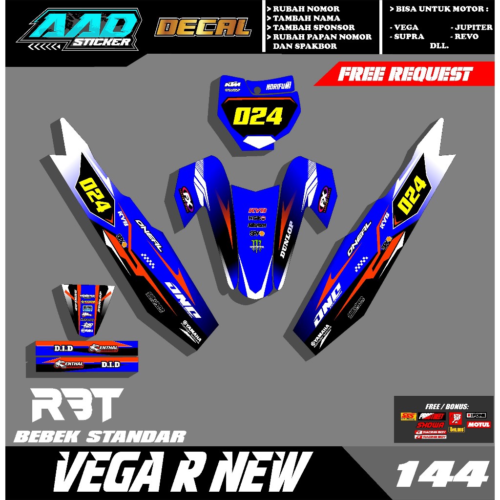 Jual (COD) Sticker DECAL TERBARU RBT VEGA R NEW RBT BEBEK MODIF ...