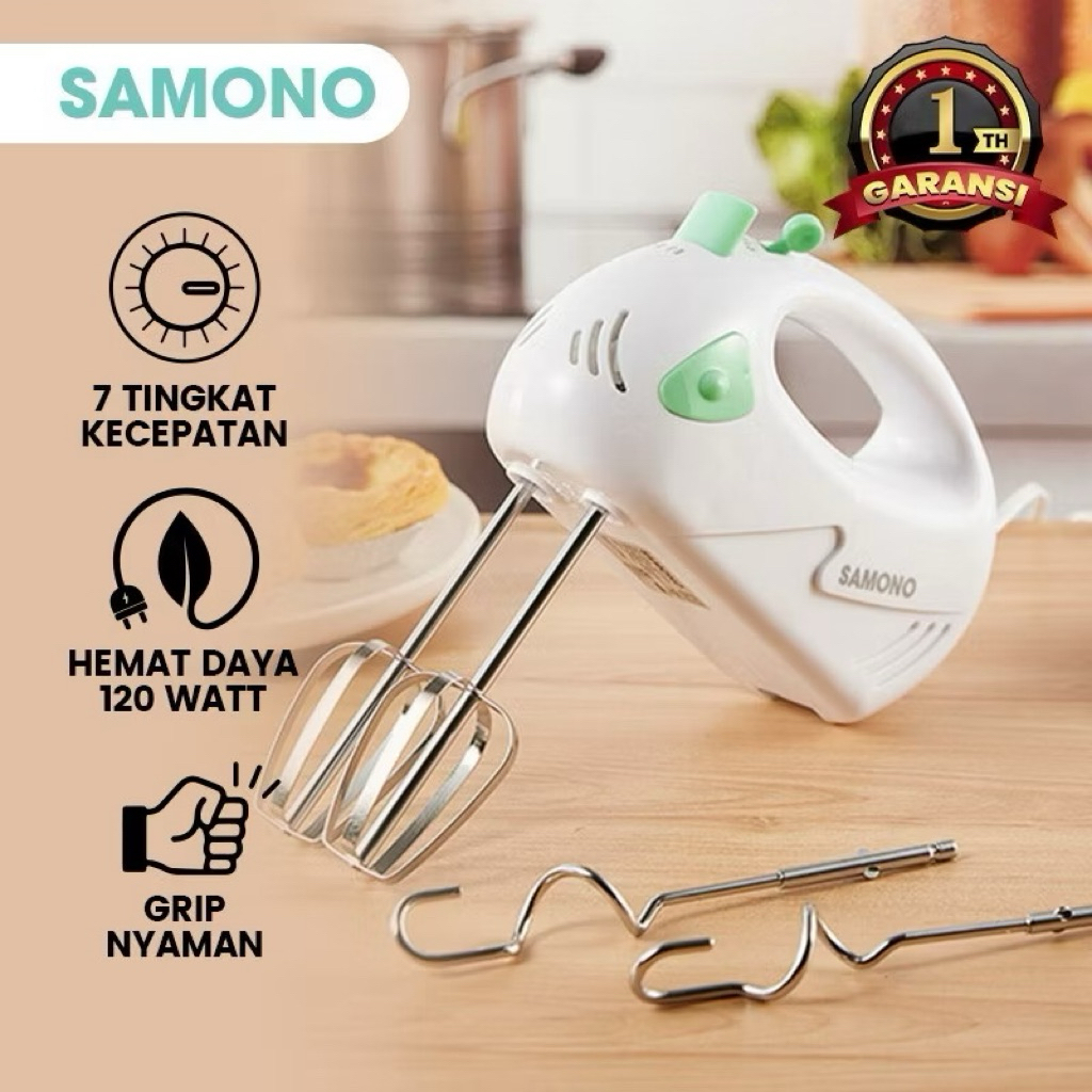 Jual Samono SW-HM120 Hand Mixer Samono HM120 dengan 7Speed Pengaduk ...